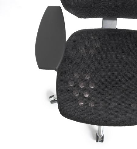The breathable back and seat are made using proprietary air flow molded foam and internal structures. The plastic back cap has air flow vents.