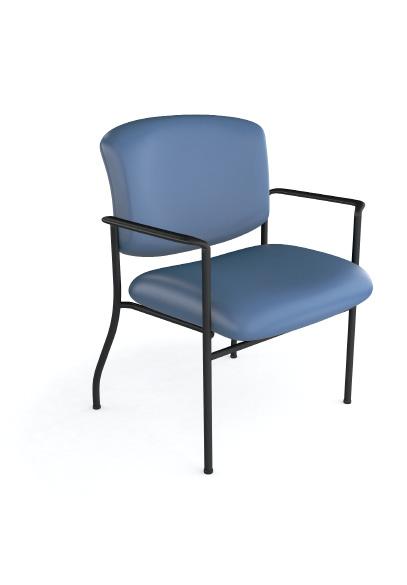 BACK DESIGN FRAME Bariatric Guest Chair with Arms structure includes a lateral curve to stabilize the upper body and a forward curve to help naturally position the lumbar spine.