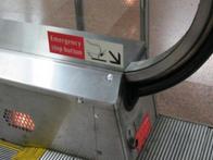 EMERGENCY EQUIPMENT IN STATIONS AND ON BOARD TRAINS Emergency Stop Button for Escalators Located at escalator landings.