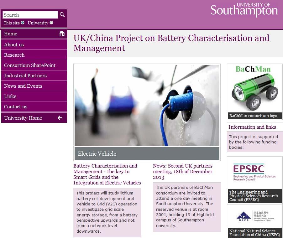 Current EPSRC/NSFC Project on