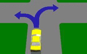 IN004 Intersections If turning right at a T-intersection (as shown) must you give way to vehicles approaching from both the left and right? - Yes, whether they are turning or not.
