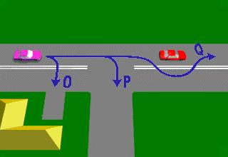 IN069 Intersections You are at an intersection and see a pedestrian crossing the road into which you are turning. You must - - Give way to the pedestrian.