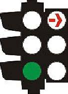 TL014 - Traffic Lights / Lanes You want to turn right at an intersection and see this traffic light. You should - - Stay behind the stop line until the green arrow shows. - Move forward slowly.