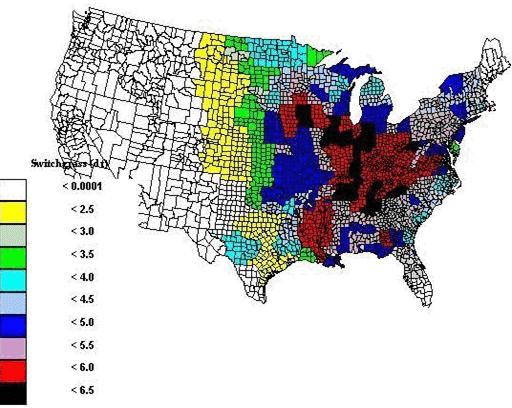 (2007) Switchgrass Ethanol SC Challenges Switchgrass Production Issues Dislocation of available cropland and cropland with high switchgrass yield
