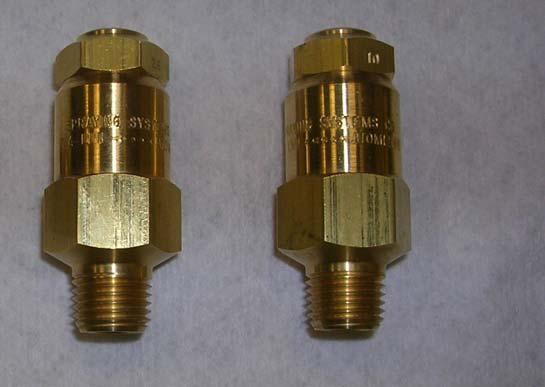 33 Figure 17 Selected Spray Nozzles These nozzles were selected based upon their ability to deliver the required volumetric flow rates and the desired spray droplet sizes at reasonable hydraulic