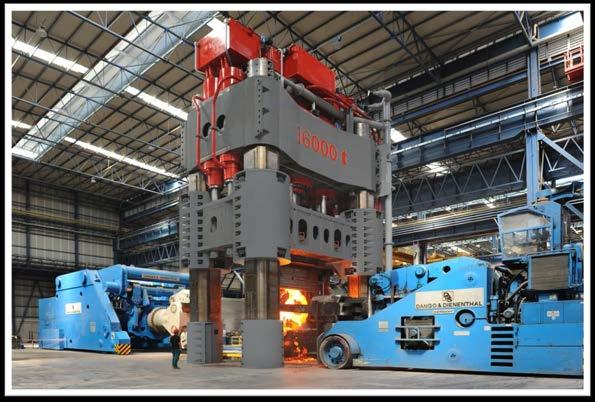 Production Facilities Forging Shop 16000 t press 1 oleodynamic press 16000 t maximum ingot weight 250 t Railbound