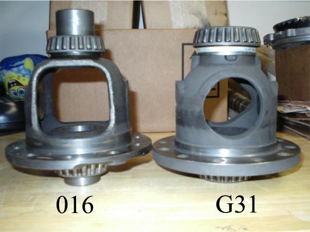 Notice the larger cross section in the center part of the G31 differential case.