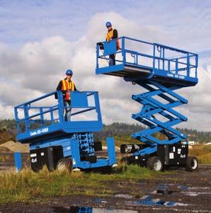 Boost Your Performance and Power Genie rough terrain (RT) scissor lifts are tough, construction-oriented four-wheel drive machines with positive traction