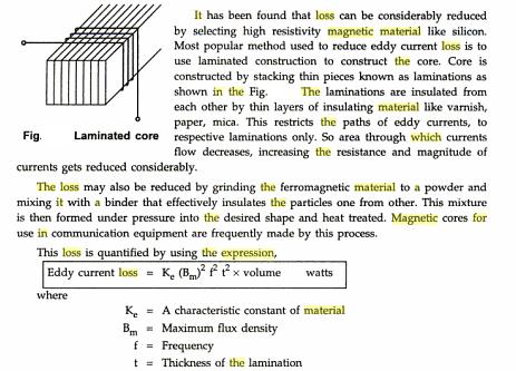 losses in a magnetic material.