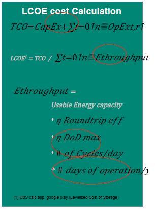 Working out LCOE Levelised cost of energy (LCOE) TCO Total cost of ownership is the upfront capex and the sum of the operating costs over the life of the battery If that life turns out shorter than