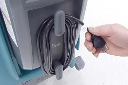 After charging batteries unplug the power supply cord and wrap cord around the cord hooks (Figure 43).