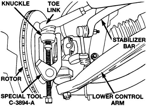 Safety Recall No. 998 -- Steering and Differential Frame Repair Page 34 J. Replace Rear Toe Link Bracket 1. Remove the cotter pin and castle nut for the right and left toe link. 2.