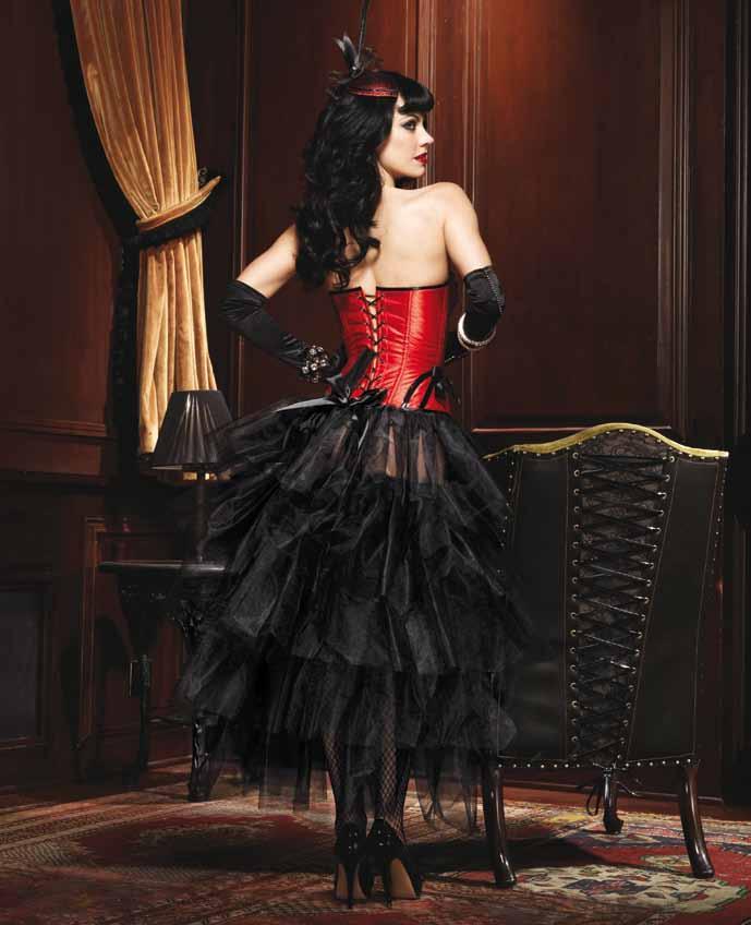 A1698 Long tulle bustle skirt with gathered lace front and satin
