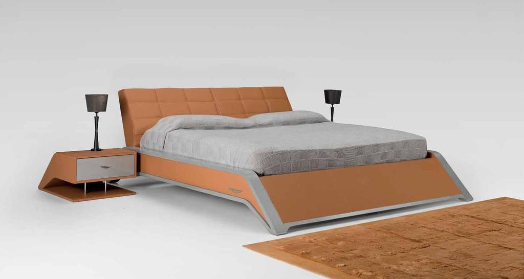 V023 king size bed V015 lamp V023 night table RUG V023 king size bed - 230x260xh98 cm - wooden structure, leather Seta col.