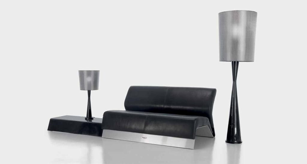 V015 floor lamp V015 lamp M V002 long table V001 2 seat sofa V001 2 seat sofa - 150x90xh78 cm - aluminium, carbon fibre, leather Skin col.