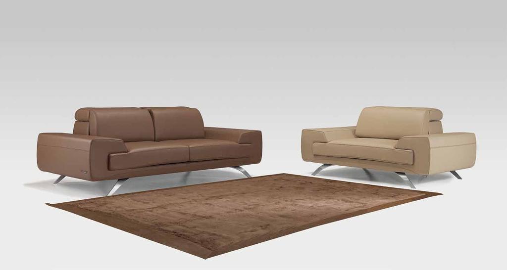 V034 2 seat sofa V034 armchair XL RUG V034 2 seat sofa - 220x105xh78 cm - aluminium legs, leather Cristal col.