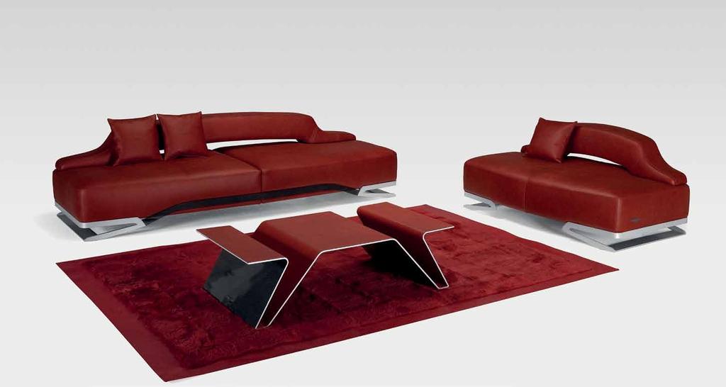 V055 4 seat sofa V055 armchair XL V005 table 2 sides RUG V055 4 seat sofa - 270x101xh71 cm - metal legs, carbon fibre, leather Skin col.