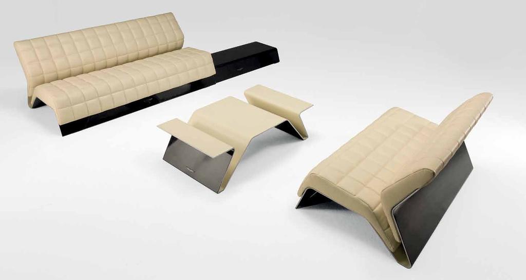 V002 long table V001 3 seat sofa V005 table 2 sides V001 2 seat sofa V001 3 seat sofa - 200x90xh78 cm - aluminium, carbon fibre, leather Seta col.