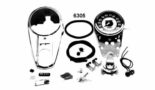 speedometer, dash, trim, dashplate with light socket, ignition switch, and available with either 1:1 or 2:1 ratio speedometers.