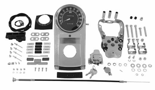 (71091-59, 71351-59) 1977-84 FXS Complete Dash Assembly Includes chrome cover, electric tach, speedometer drive, trip cable, indicator lamps,