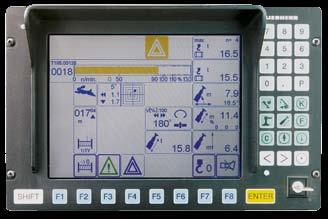 Engine start/stop and speed regulation, electronic inclination display and automatic levelling are standard.