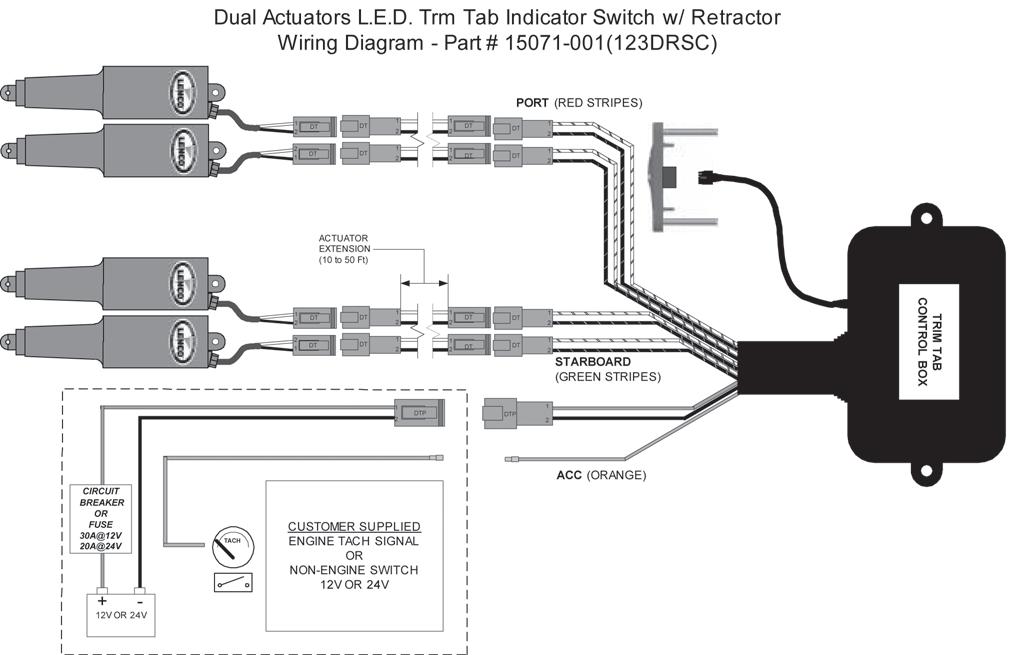 Dual Actuator Switch Wiring # 15071-001 (123DRSC) This product must be wired exactly as shown above.