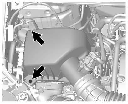10-14 Vehicle Care To inspect or replace the air cleaner/ filter: 1.4L L4 Engine 1.8L L4 Engine 1. Remove the two screws, tilt the cover, and slide it out of the assembly. 2.