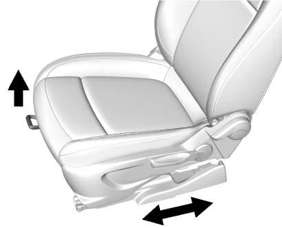3-4 Seats and Restraints Height Adjustment Power Seat Adjustment To adjust a manual seat: 1. Pull the handle at the front of the seat. 2.