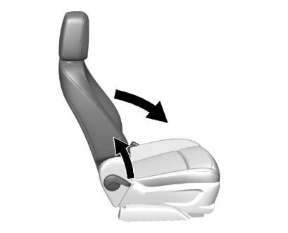 3. Lift the lever fully and fold the seatback forward. If necessary, move the safety belt out of the way to access the lever. 4.