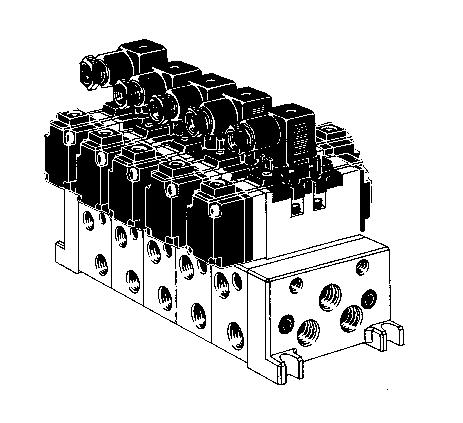 AXT50-9A Stations including control unit. (Control unit: equivalent to stations.) Series VV71 manifold provides a wide variety of functions and piping methods.