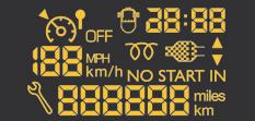 Fuel gauge, coolant temperature gauge. 4. Rev counter. 5.