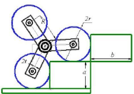 4. DESIGN CALCULATION 4.1. Design of The Star Wheel Star-wheels have been designed for traversing stairs with 12.5 cm in height and 17.75 cm in width (a = 12.5, b = 17.75 cm).