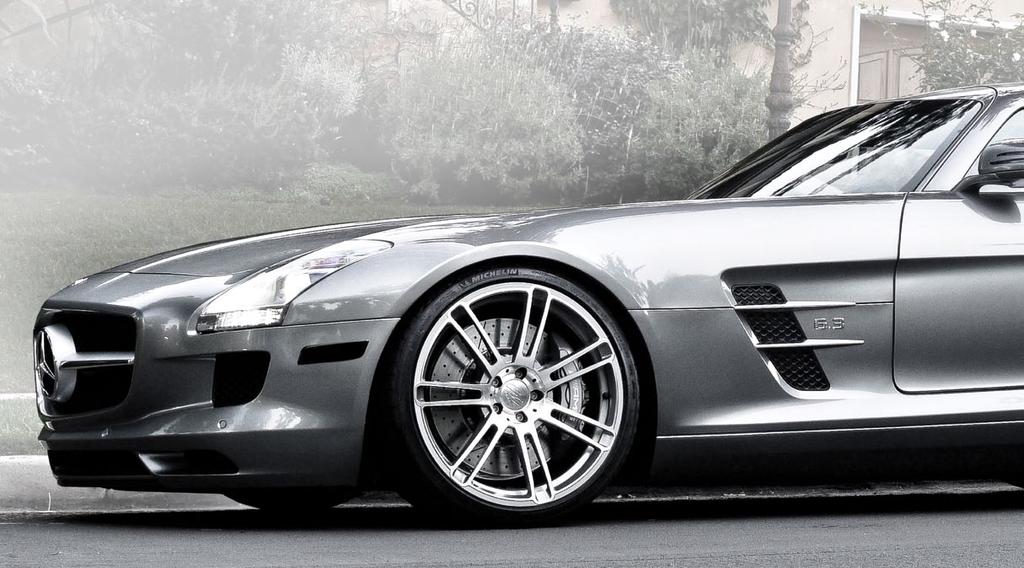 Mercedes SLS AMG with 20 front/21 rear c883 Forged in anthracite/machined c883 forged The c883 Forged wheel combines attractive split seven