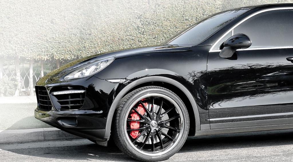 Porsche Cayenne Turbo with 22 c863 in black/stainless steel lip c863 The c863 is a classically styled monoblock wheel