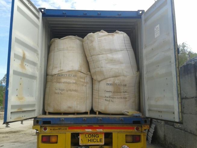 bags onto truck Discharging of fly ash into