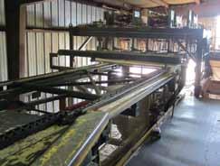 w/24 rubber coated rolls, drive & controls 18 x22 incline belt conveyor to circle resaw w/drive & controls 12 4-strand lumber landing table transfer w/78 camel back chain, I-M circle resaw w/16 x8