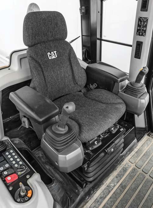 Updated cab gives operators added comforts like adjustable armrests and controls, improved air conditioning system and a heated/ventilated seat option.