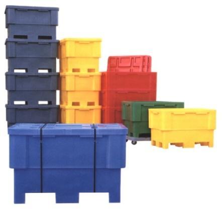 The large capacity body has an ergonomically designed slanted front for easy dumping. The body is rotationally molded as a one-piece seamless unit made from high quality polyethylene resin.