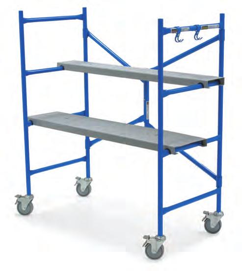secures plywood to scaffold frame Protected locking pins prevent accidental release Mar-resistant wheels High grade wheels prevent marring by locking securely into place Locking casters swivel for