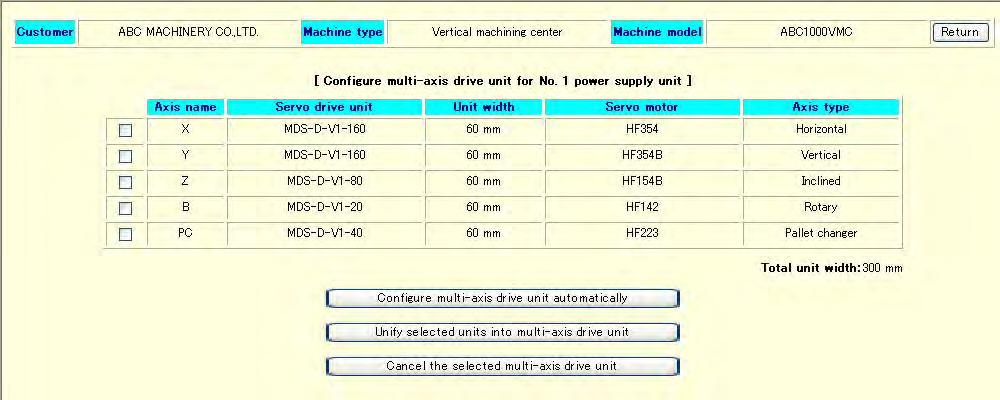7-2-1 Automatic setting of multi-axis drive unit The multi-axis drive units are automatically selected so that the total unit width will be the minimum.