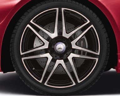 02 AMG 7-twin-spoke wheel Finish: black, high-sheen Wheel: 8.5 J x 19 ET 44 Tyre: 235/35 R19 B6 603 1501 Option for rear axle: Wheel: 8.