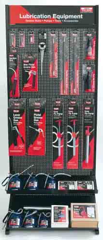 Merchandiser TLM01 Professional display of popular grease guns, pumps, tools and accessories from the Toledo range Perforated metal section enables fl exible product display options Dimensions: W)760