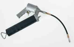 Air Operated Grease Gun Intermittent Action 305223 Intermittent operation, a single shot of grease is discharged with every press of the trigger Air operating range: 300-800 kpa (40 to 120 PSI, 3 to