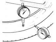 01 in) Dial gauge : 09900-20606 Magnetic stand : 09900-20701 V-block : 09900-21304 WHEEL Make sure that the wheel runout (axial and radial) does not exceed the service limit when checked as shown.