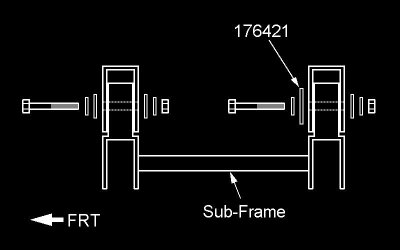 See illustration 11. Remove the cross member. Illus. 13 4) Attach the sub-frame with the hardware from kit 860562.