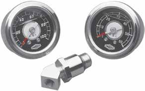 668370 Liquid Filled Gauges Wide selection of liquid filled gauges have a polished stainless steel bezel, chrome case, and a glass lens in either 60-lb. or 100-lb.