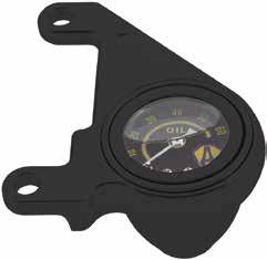 Billet bracket mounts oil pressure gauge to the rear rocker box. Complete kit includes Ness 60-lb gauge, billet bracket and cone, stainless steel hose assembly and necessary mounting hardware.