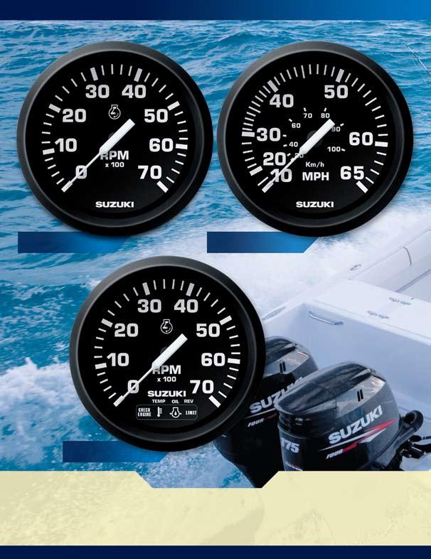 instruments 99105-80000 4 tachometer / without monitor 99105-80002 99105-80001 4 tachometer / monitor 4 tachometer 7,000 max R.P.M. Tachs are available with or without 4-Stroke monitor functions.