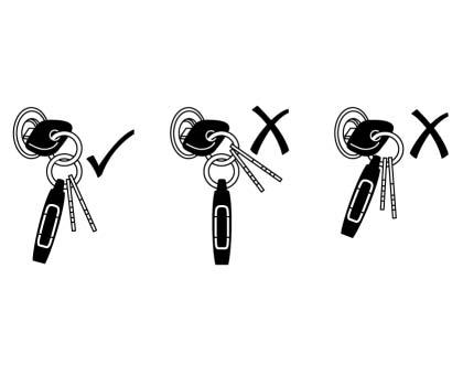 rings. reduce the risk of unintentionally moving the key out of the RUN position. Do not add any additional items to the ring attached to the ignition key.
