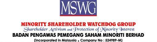 MSWG-ASEAN CORPORATE GOVERNANCE TRANSPARENCY INDEX, FINDINGS AND RECOGNITION 2014 THE MALAYSIAN CHAPTER On 9 December 2014, the Minority Shareholder Watchdog Group (MSWG) unveiled the MSWG-ASEAN